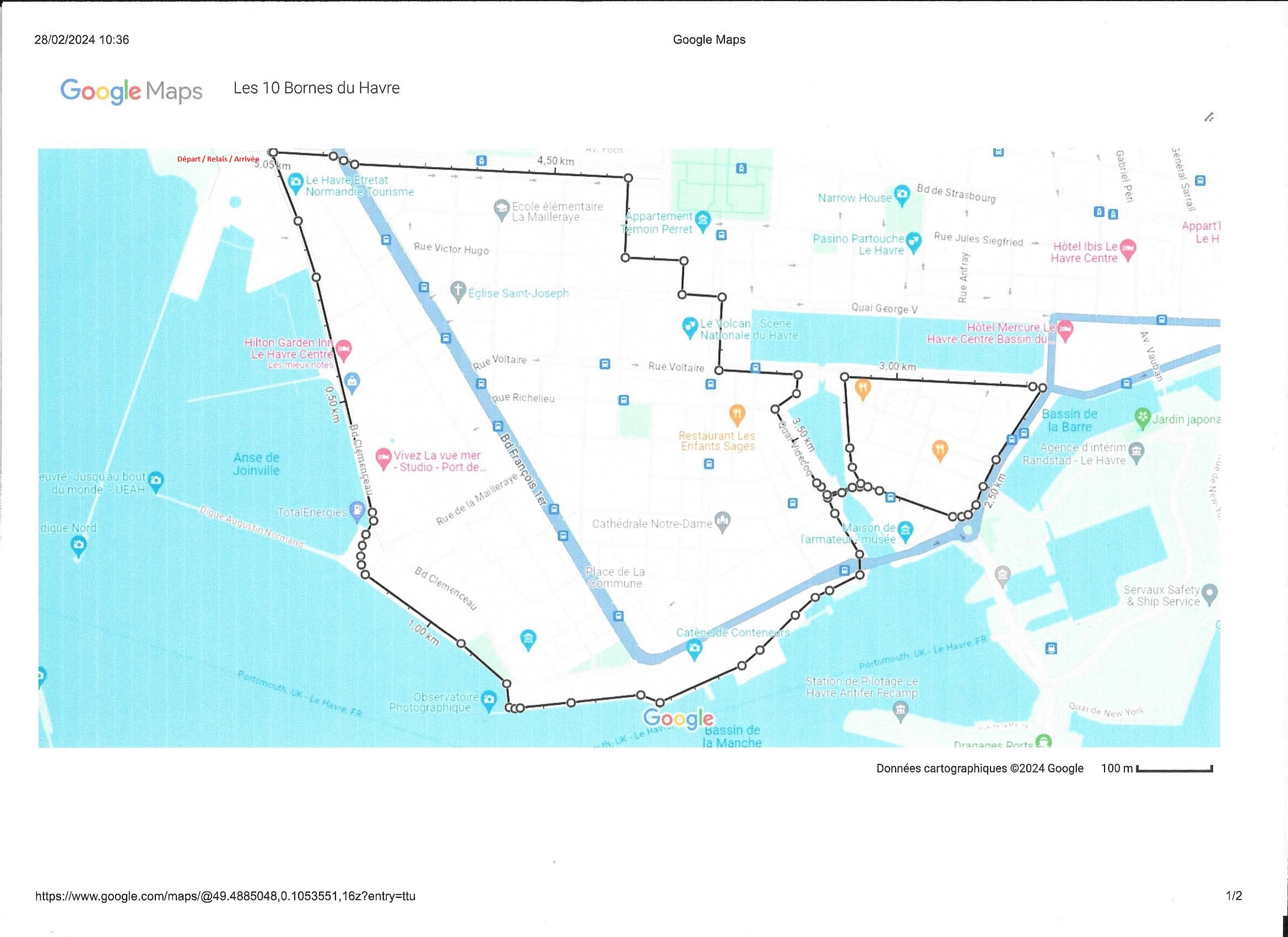 Parcours des 10 bornes du Havre